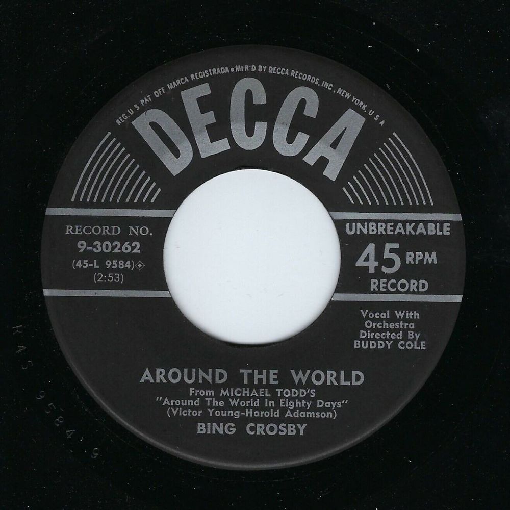 Bing Crosby / Victor Young ‎45 Around The World / Instrumental Decca M- Musical